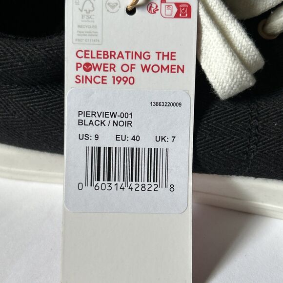 Roxy Pierview Black Canvas Lace Up Low Top Cushion Sneaker Size 9 New w/Tag NWOB - Picture 14 of 15